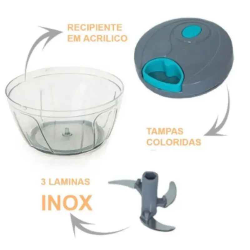 Processador de Alimentos Premium Manual com 3 Lâminas Inox